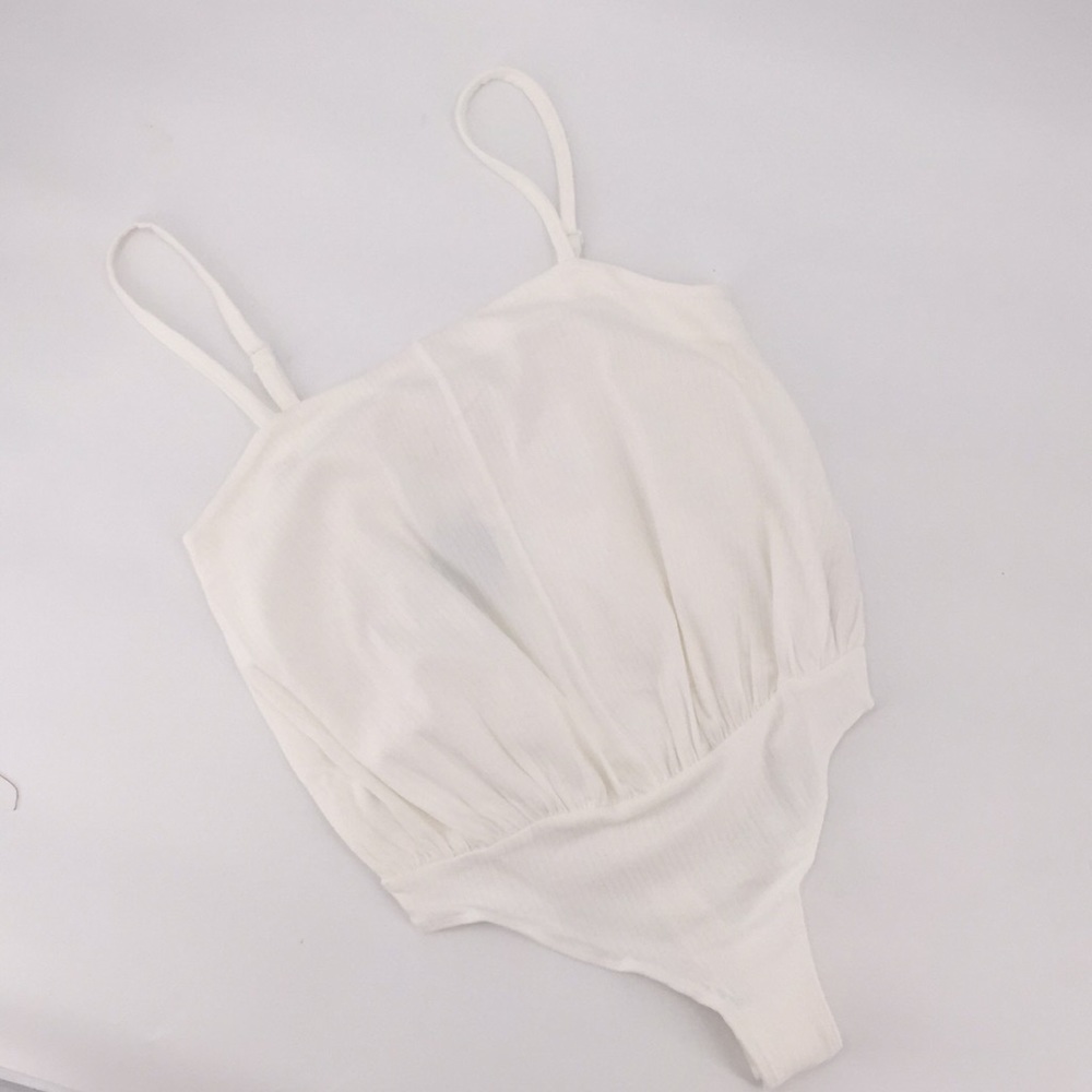 NWT Free People Marissa White Ribbed Bodysuit Sm - Picture 5 of 8